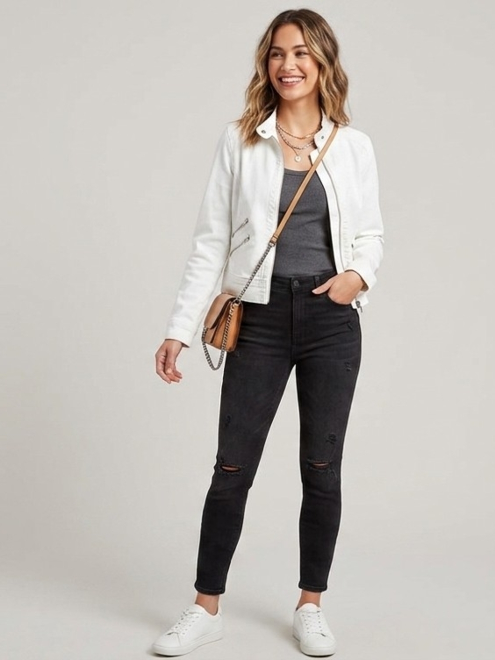 Banana Republic White Zip-Front Women's Jacket